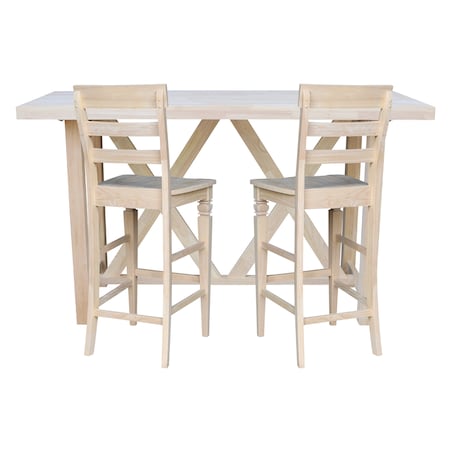 International Concepts Bar Height Table With 2 Ladder Back Bar Stools - 30 in. Seat Height K-7228-42-S193-2